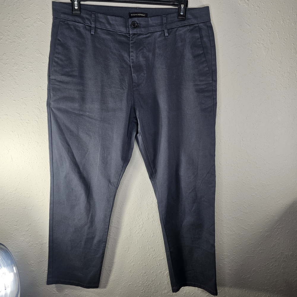 Banana Republic Pants Mens 36x32 Gray Chino Preppy Flat Front Business Casual